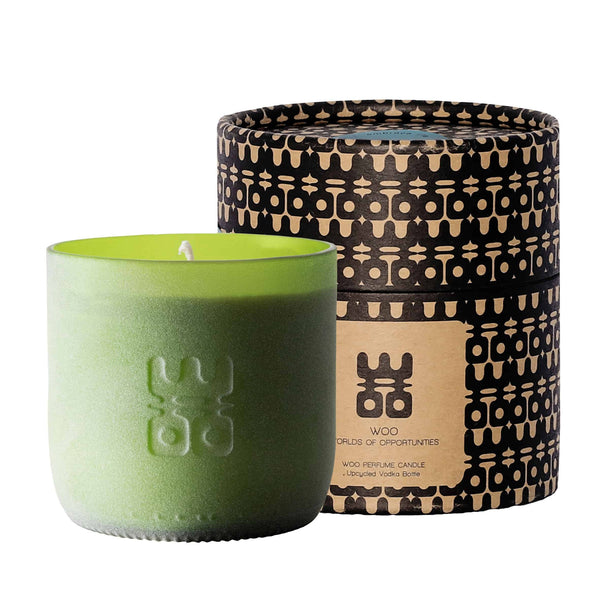WOO Sustainable Scented Lucky Candle |  Upcycled Wine Bottle | 60 Hr Burn Time