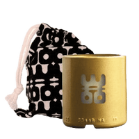 WOO Sustainable Scented Candle |  Upcycled Vodka Bottle | Gold | 25 Hr Burn Time